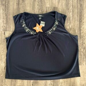 NWT Plus size tank top 3XL black with sequin around collar